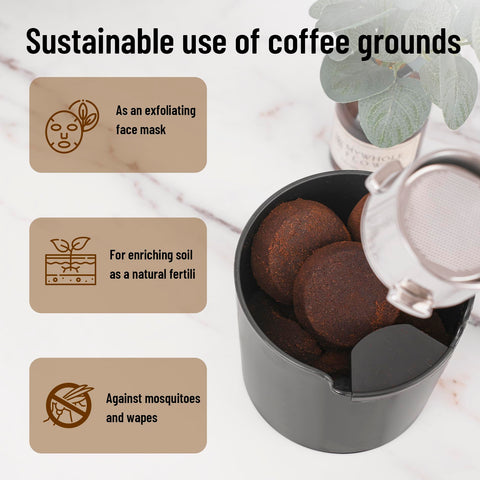 RECAPS Knock Box uso sostenible: posos útiles para compost y jardín.