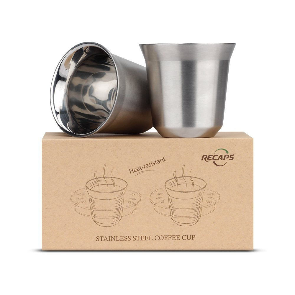 RECAPS tazas espresso 80ml de pared doble, aisladas para mantener la bebida caliente