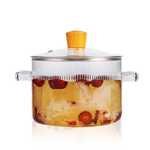 Recceng olla de vidrio a fuego lento con tapa, vigila cocción con claridad.