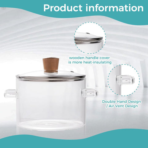 Olla de vidrio Recceng compatible con gas y horno para mayor versatilidad.