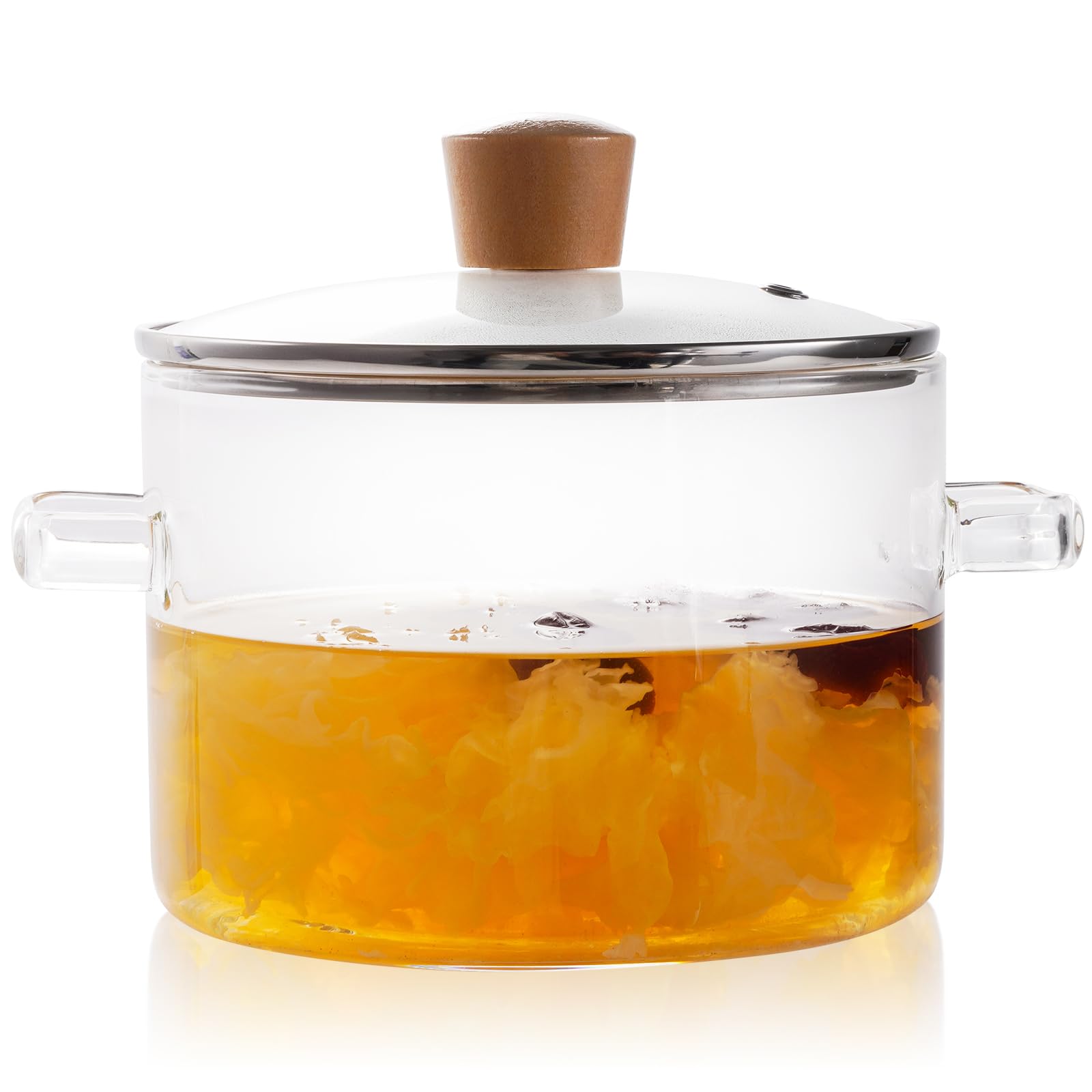 Olla de vidrio Recceng para estufa de 1.8 L lista para hervir pasta y caldos.