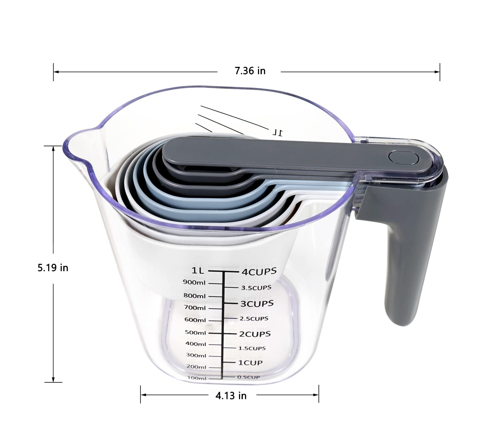 Recogwood taza medidora 1 L con pico para medir líquidos