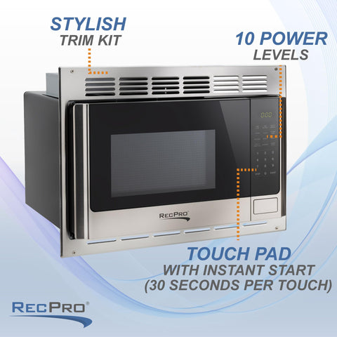 RecPro microondas RV trim kit incluido para integración estética.