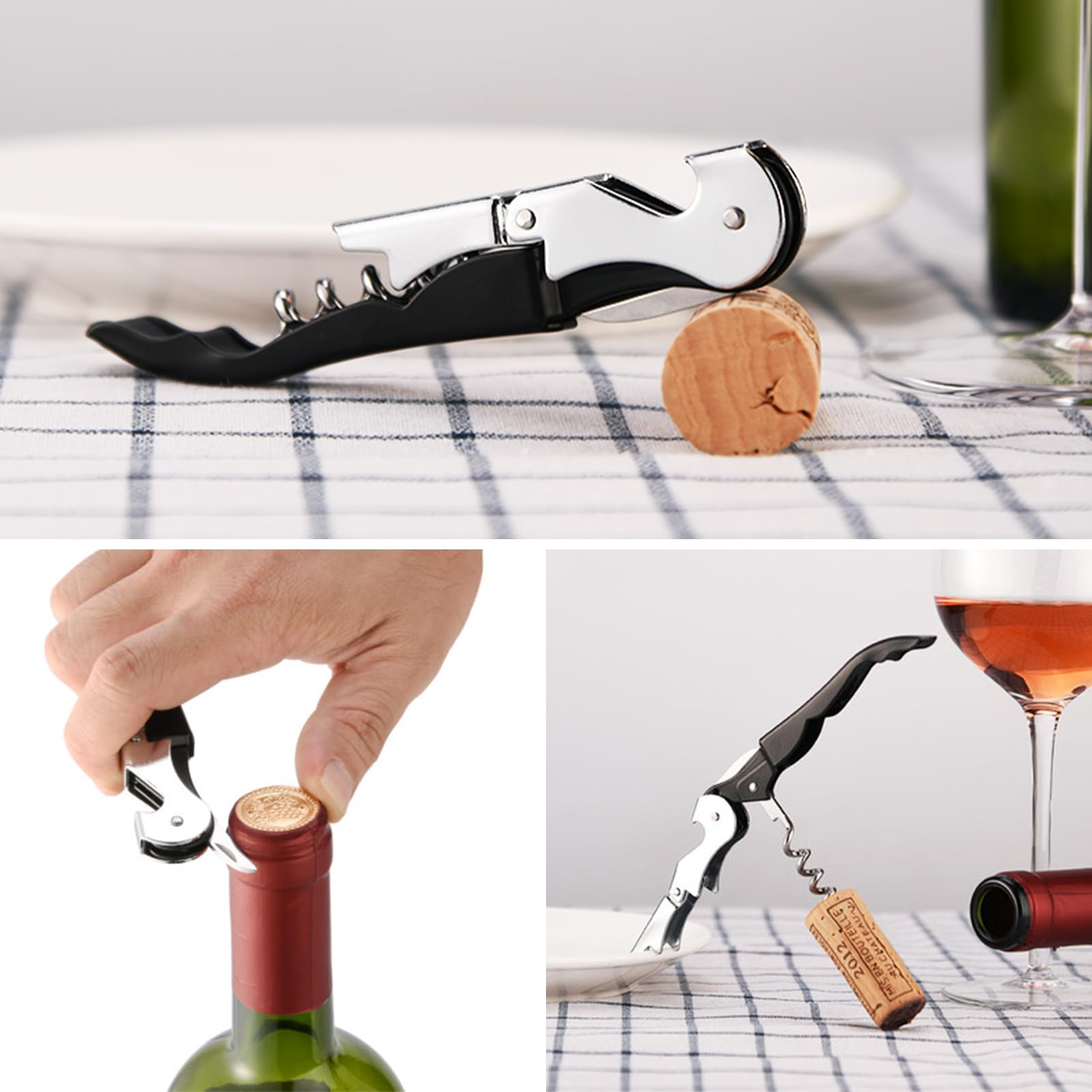 RECUTMS sacacorchos plegable, portátil para camping y fiestas al aire libre.