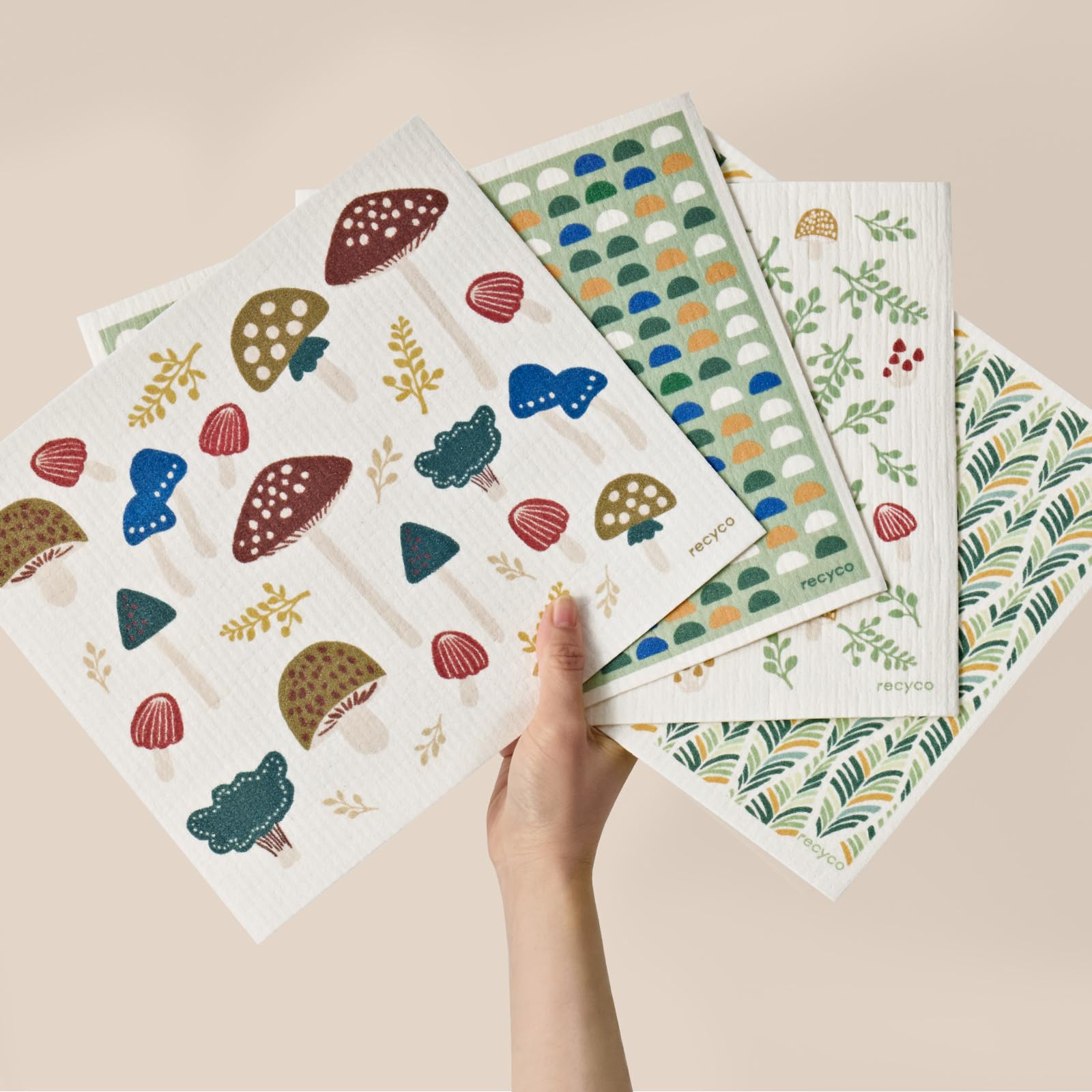 RECYCO paño sueco para cocina, pack de 4, absorbe bien las manchas