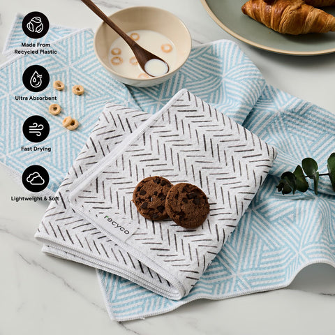 RECYCO toallas cocina waffle secado rápido facilita limpiar derrames con poco esfuerzo.