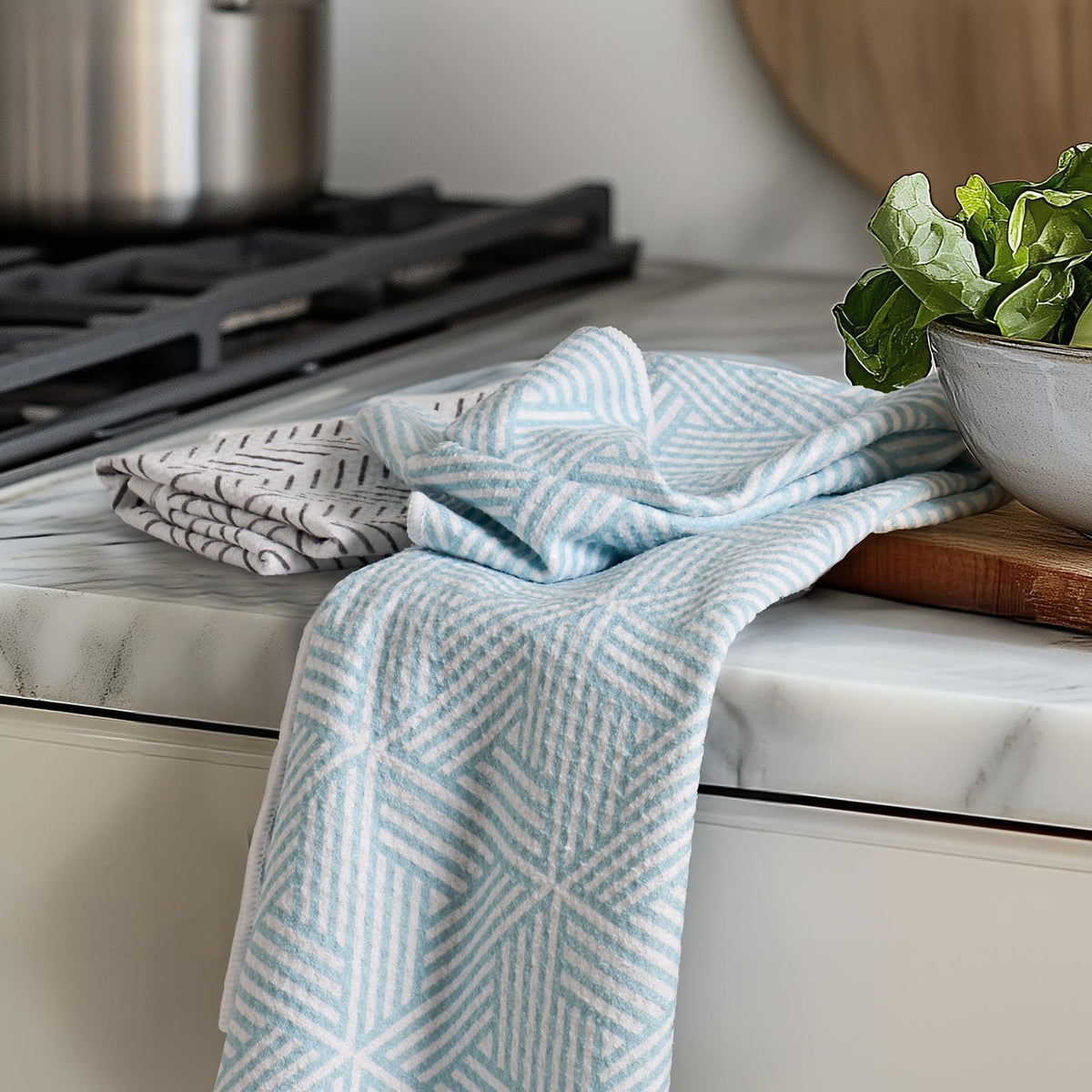 RECYCO toallas cocina waffle juego dos: color elegante y absorbentes para secar platos.
