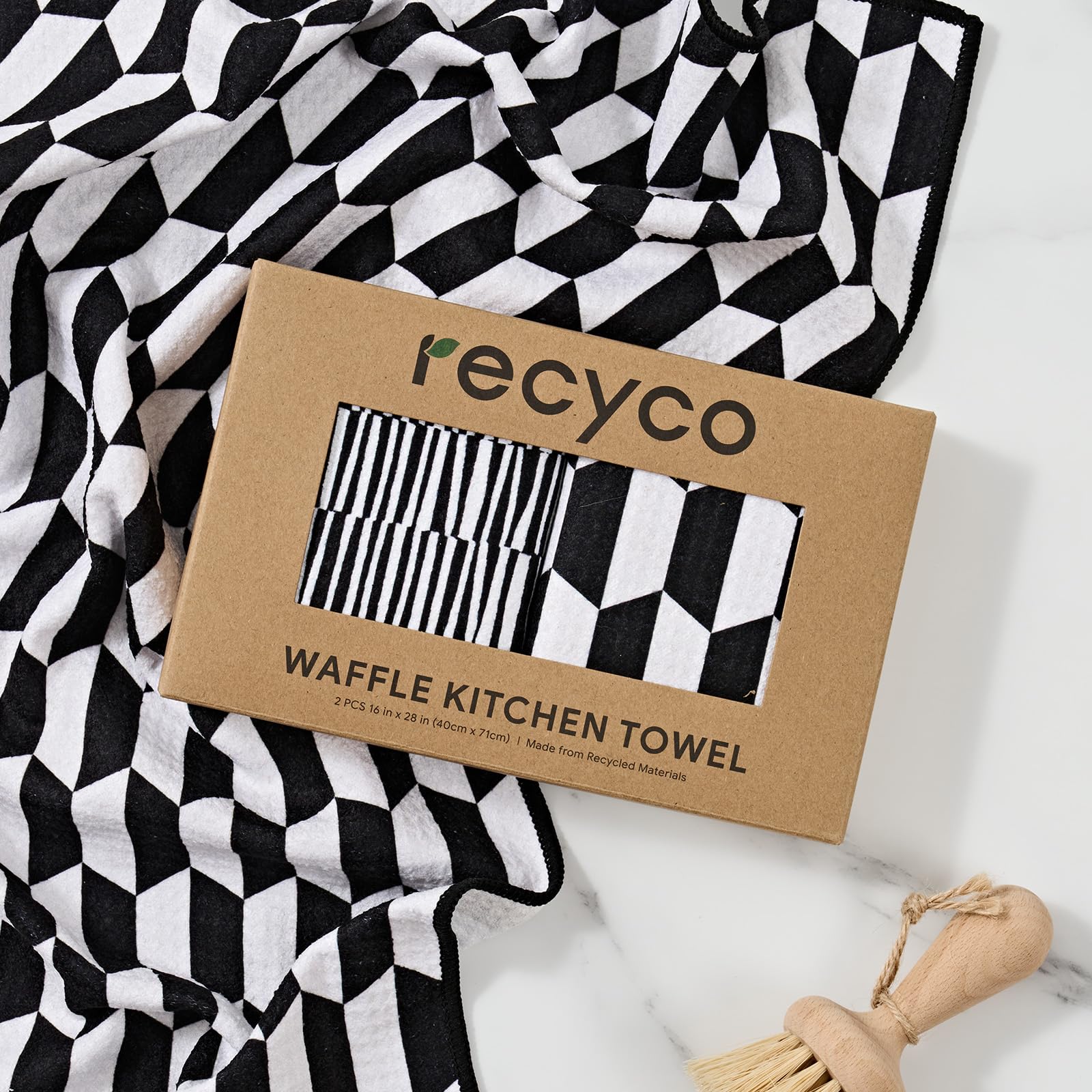 RECYCO toallas waffle durabilidad-color-vibrante para cocina diaria.