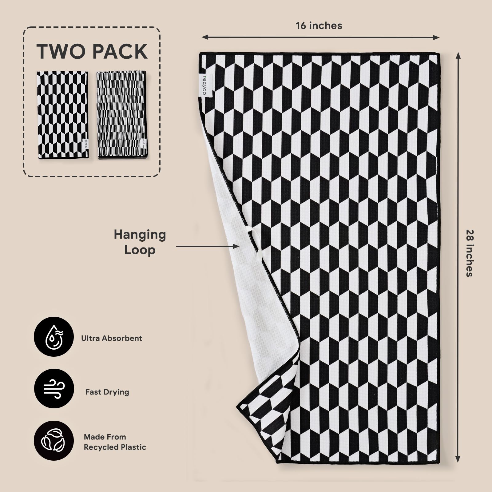 RECYCO toallas waffle lavado-facil para lavado en máquina.
