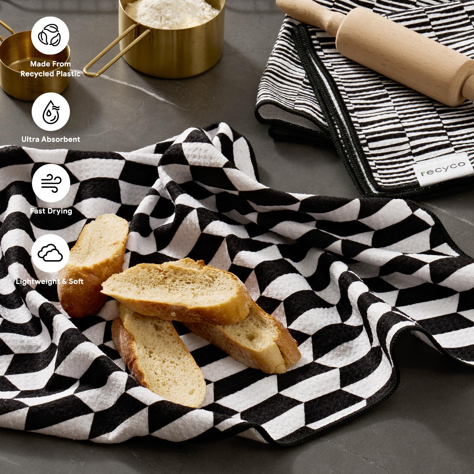 RECYCO toallas waffle par-2 con diseño moderno para cualquier cocina.