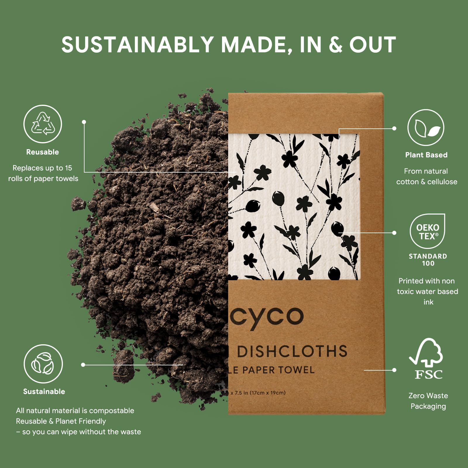 RECYCO toallita geométrica para limpieza diaria, muy absorbente.