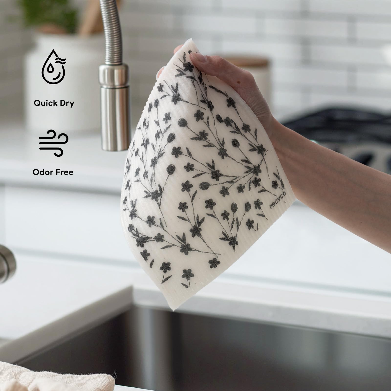 RECYCO toallita de cocina, diseño geométrico ideal para cristales.