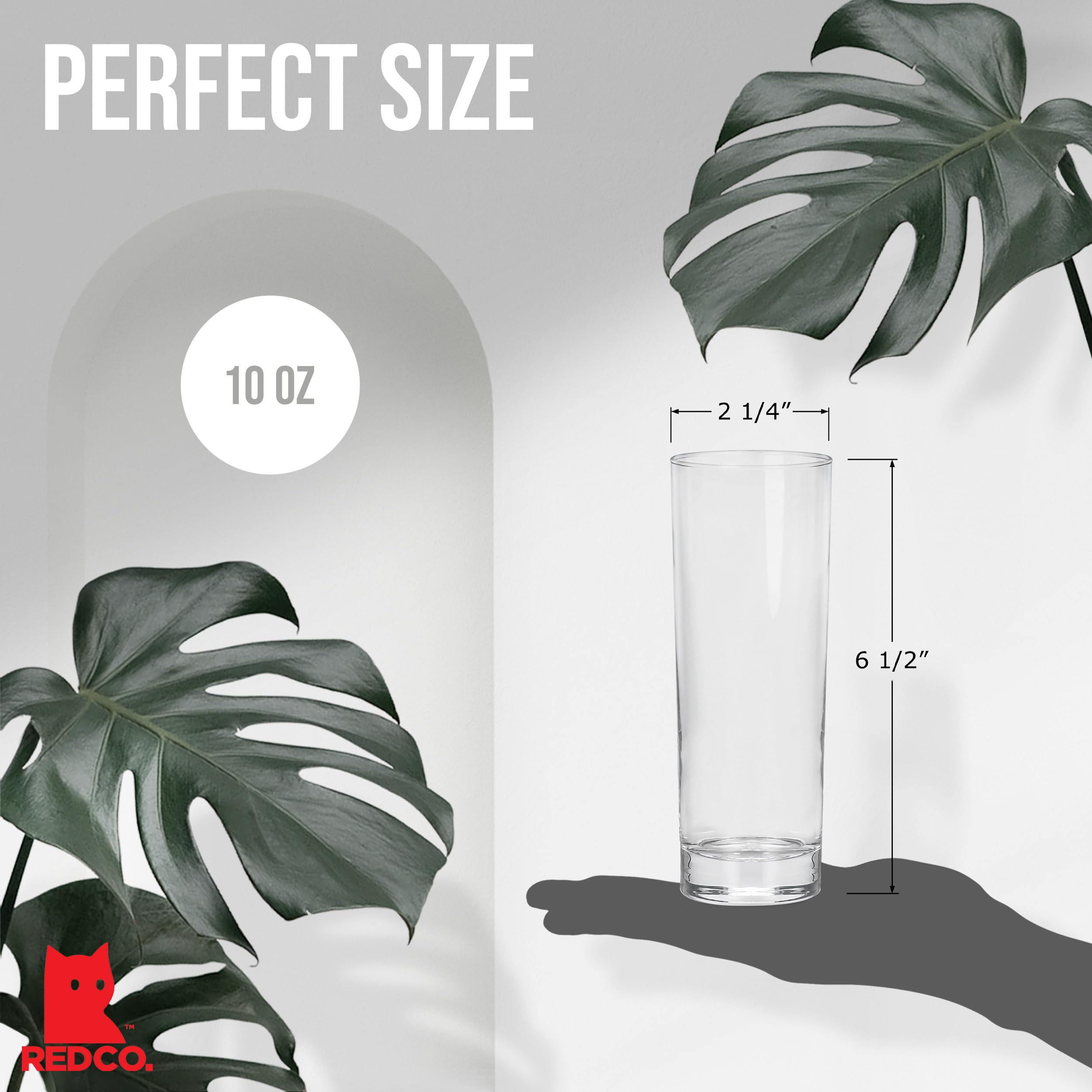 Vaso Red Co Collins Slim borde pulido, detalles elegantes para servir.