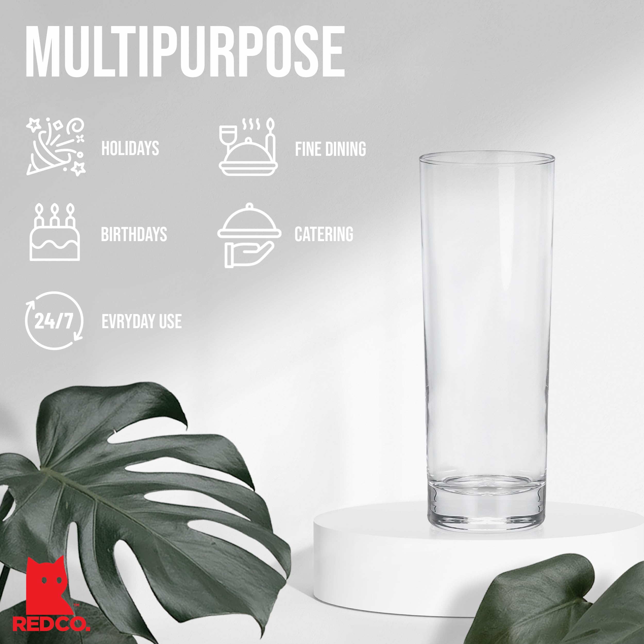 Vaso Red Co Collins Slim vertido de limonada, refresca barbacoas al aire libre.