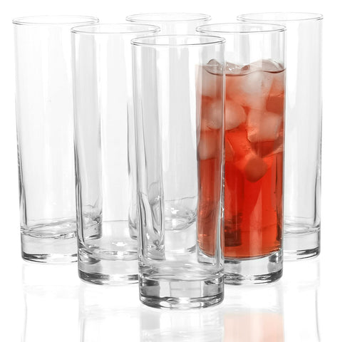 Vaso Red Co Collins Slim vidrio duradero, apto para lavavajillas.