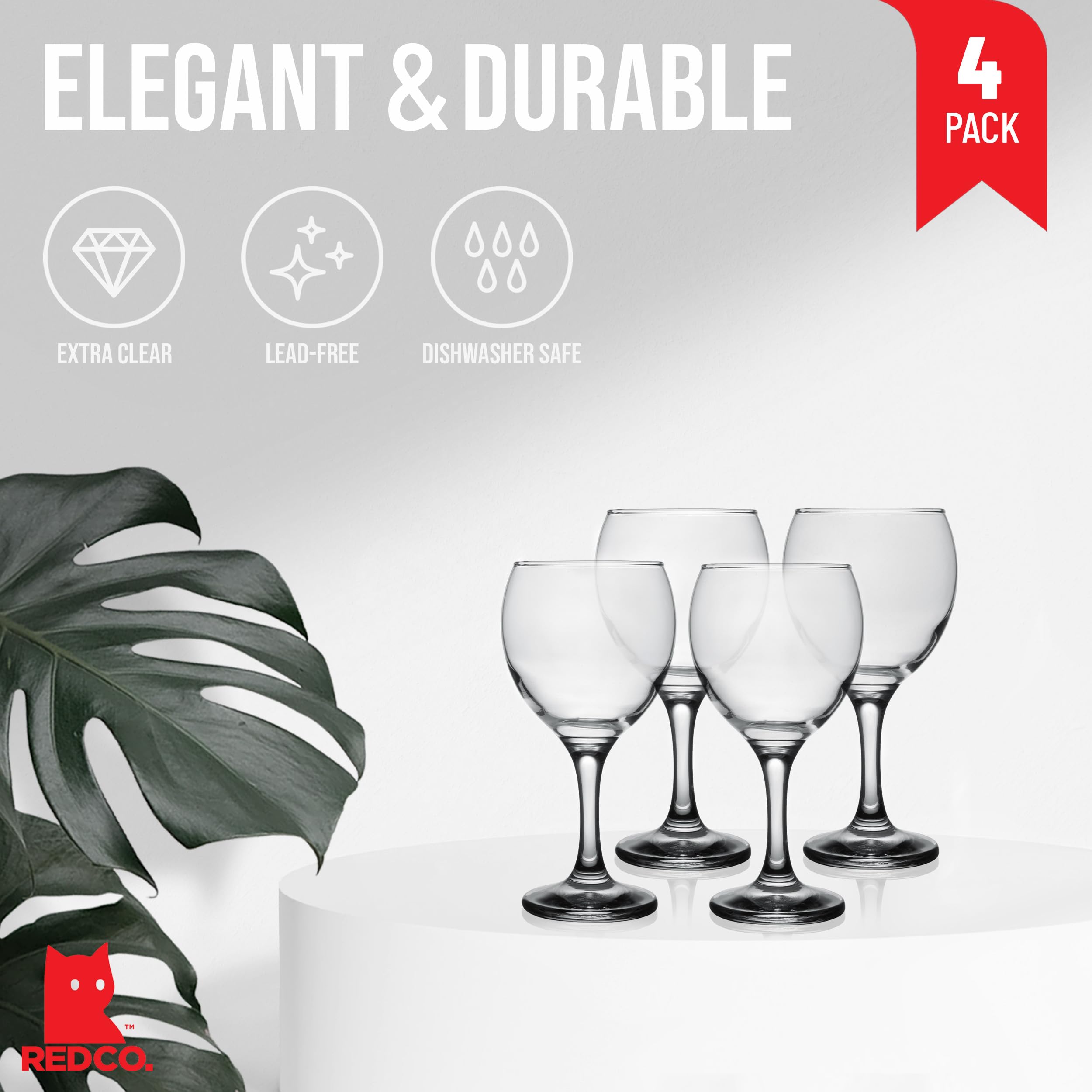 Red Co. copa vino blanco con tallo ergonómico para mayor comodidad.