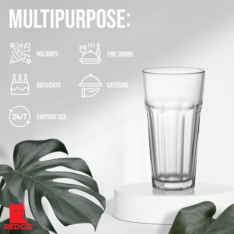 Vasos Red Co. de diseño clásico que complementan cualquier mesa.