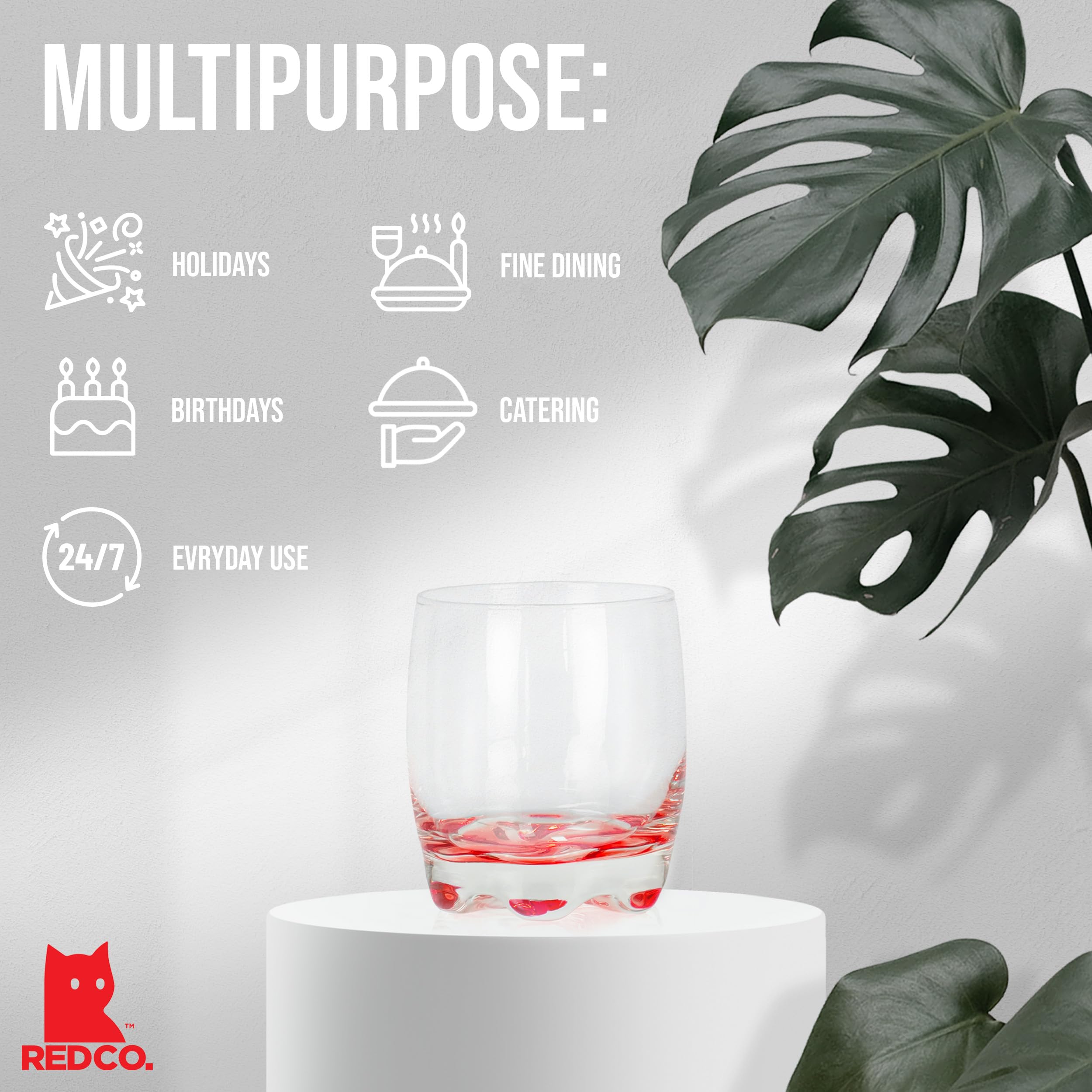 Vaso Red Co. Splash Vibrante, apto para agua y bebidas frías; ideal para reuniones.