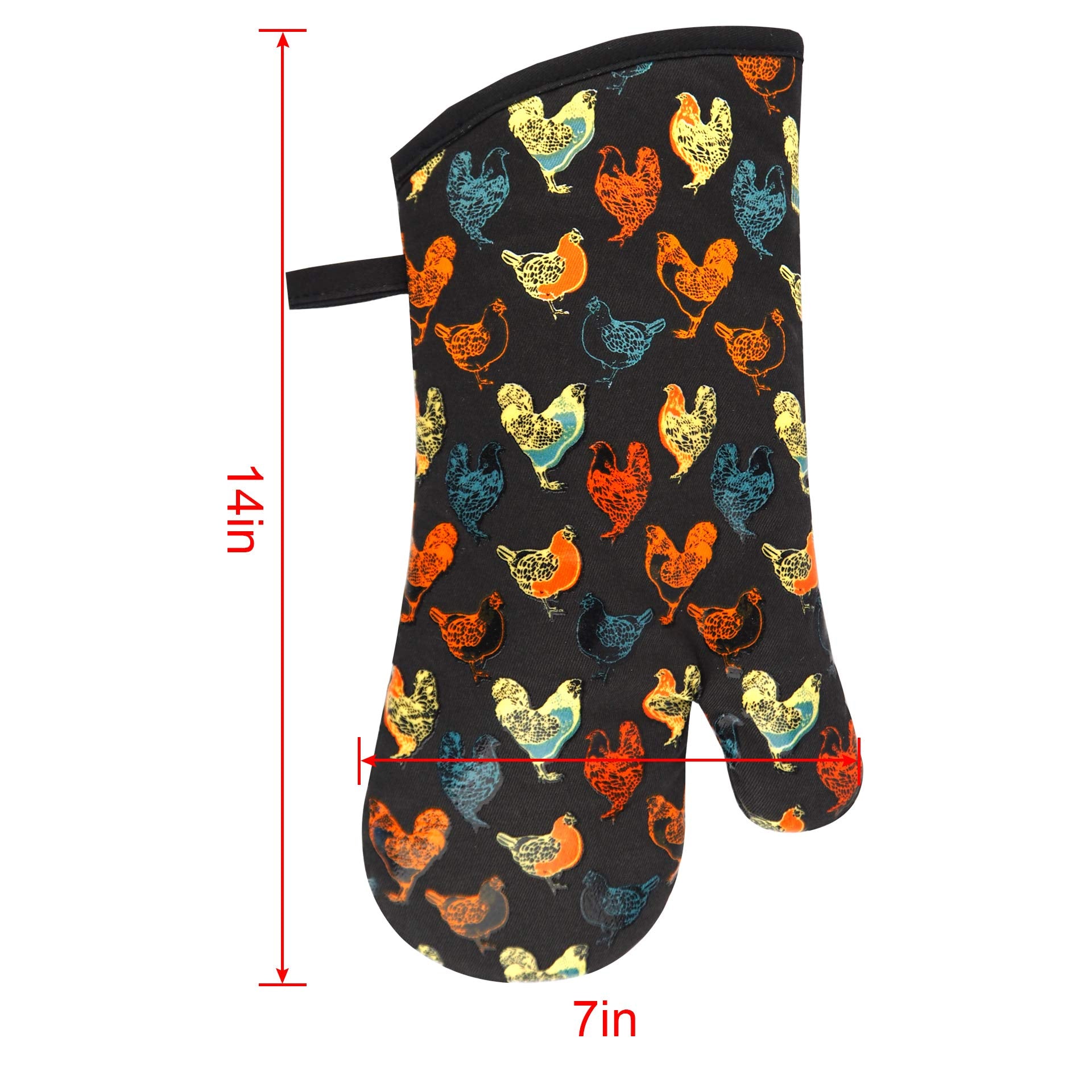 RED LMLDETA guantes horno gallo estampa dorso: protección antideslizante al manipular bandejas
