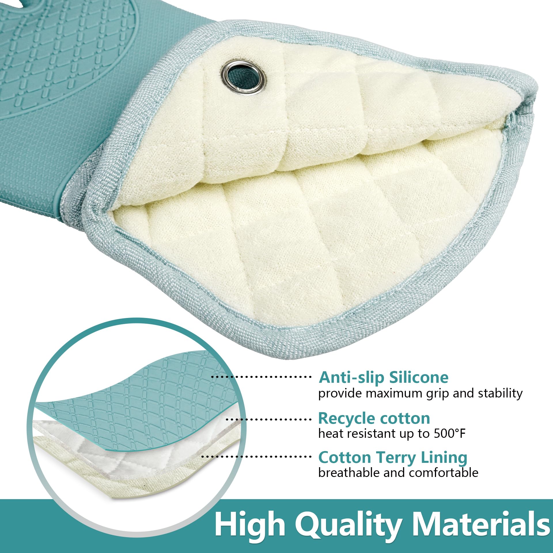 Guantes RED LMLDETA de silicona largo para mayor protección durante la cocción.