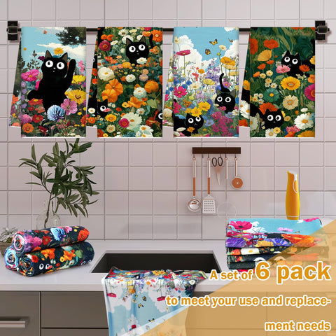 Toalla de cocina Redbaker de tamaño 40x60 cm con diseño gatito.