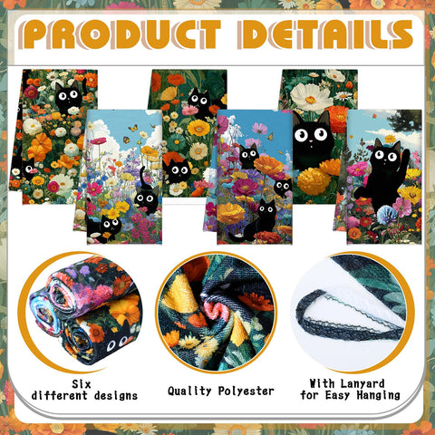 Toallas Redbaker para cocina con gato negro, multicolor y absorbentes.