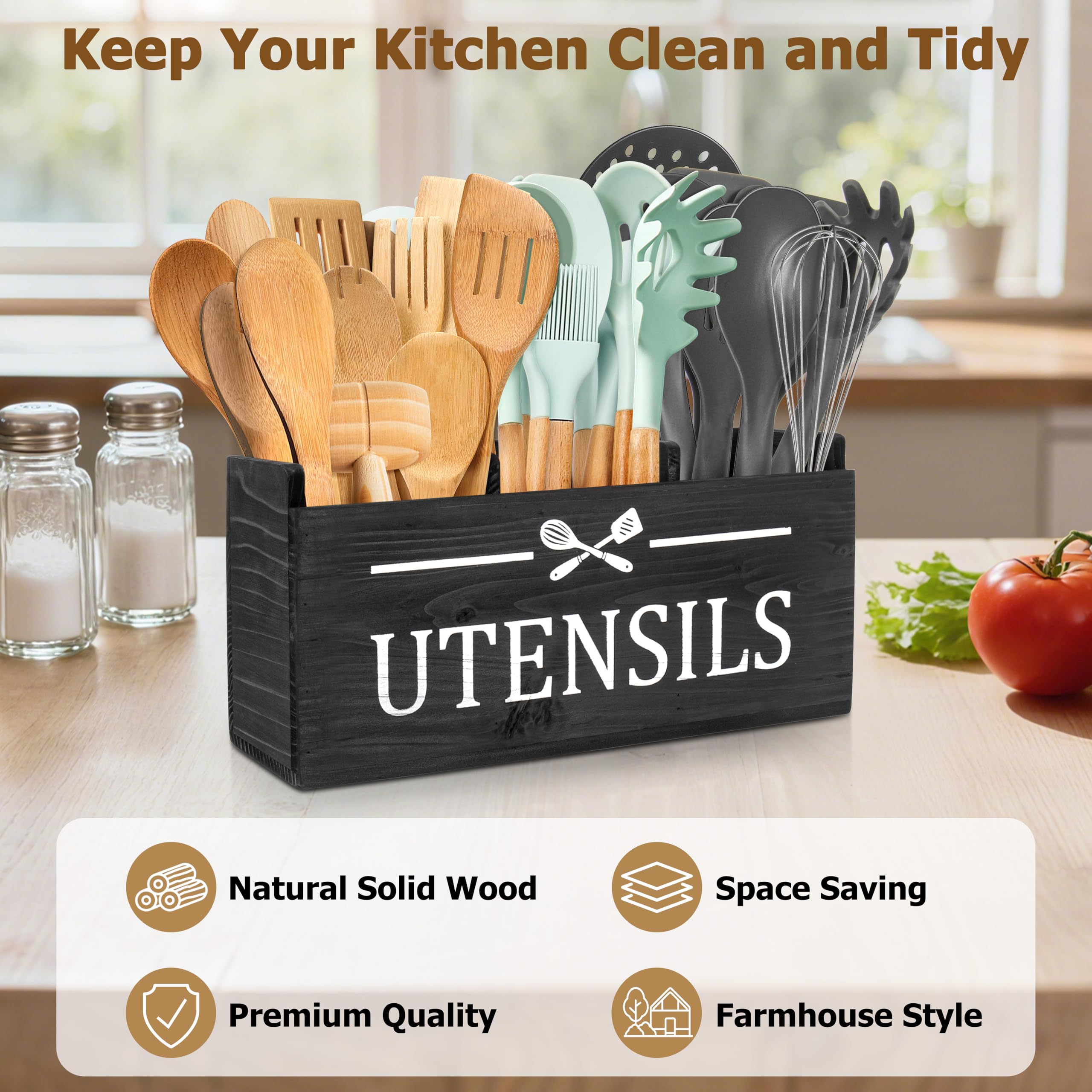 RedCall organizador de utensilios con 3 compartimentos, mantiene cubiertos y espátulas ordenados