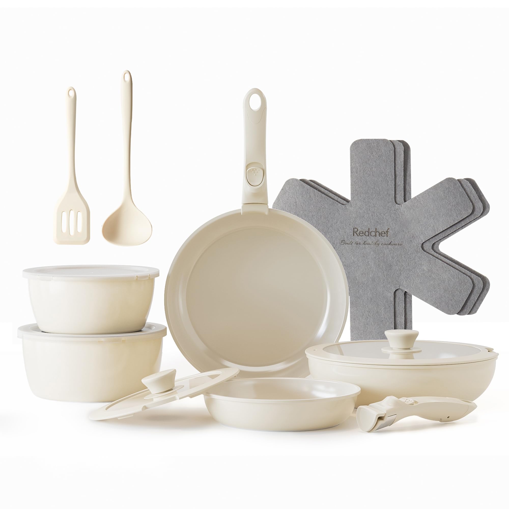 Redchef conjunto de ollas y sartenes cerámicas, ideal para cocinar con seguridad y orden.
