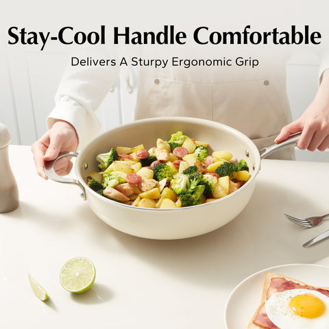Mango ergonómico Redchef, frío al tacto para manejar con comodidad.