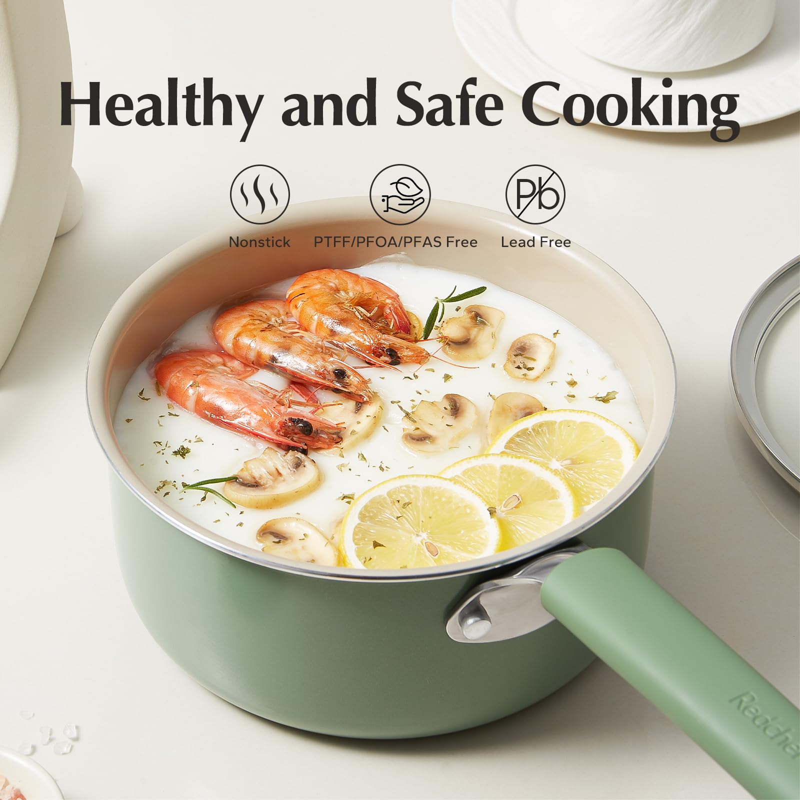 Olla Redchef con recubrimiento cerámico, limpieza rápida sin esfuerzo.