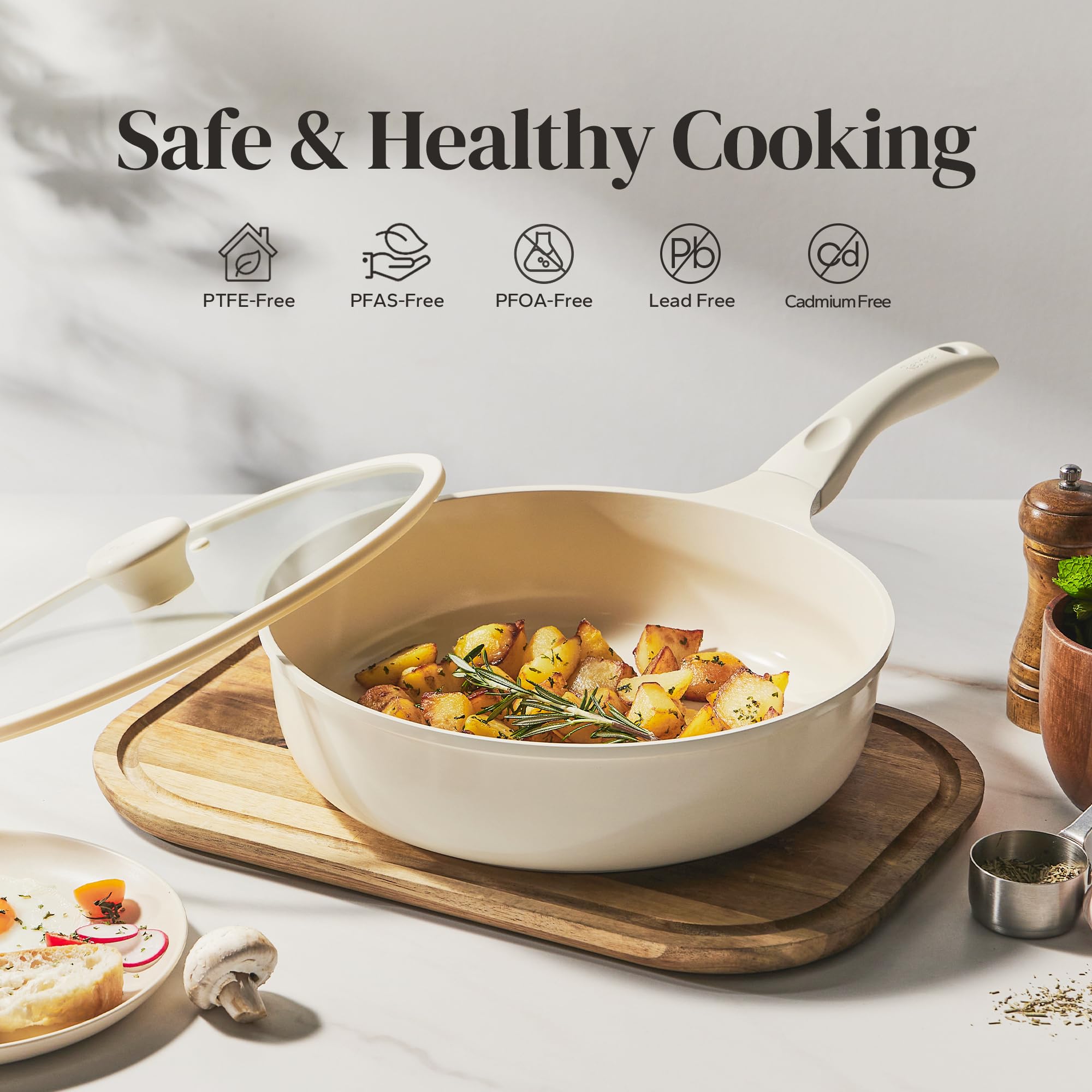Sartén cerámica Redchef antiadherente para cocinar con menos aceite.