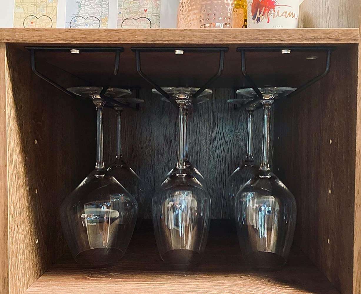 RedDreamer estante para copas de vino 4 copas negro ideal para espacios reducidos