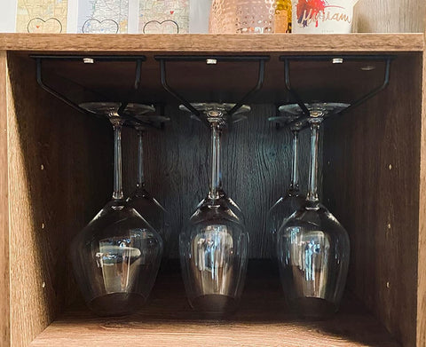 RedDreamer estante para copas de vino 4 copas negro ideal para espacios reducidos
