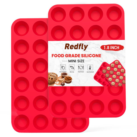 Redfly, pan mini magdalenas de silicona 24 cavidades, desmolde fácil gracias a antiadherente