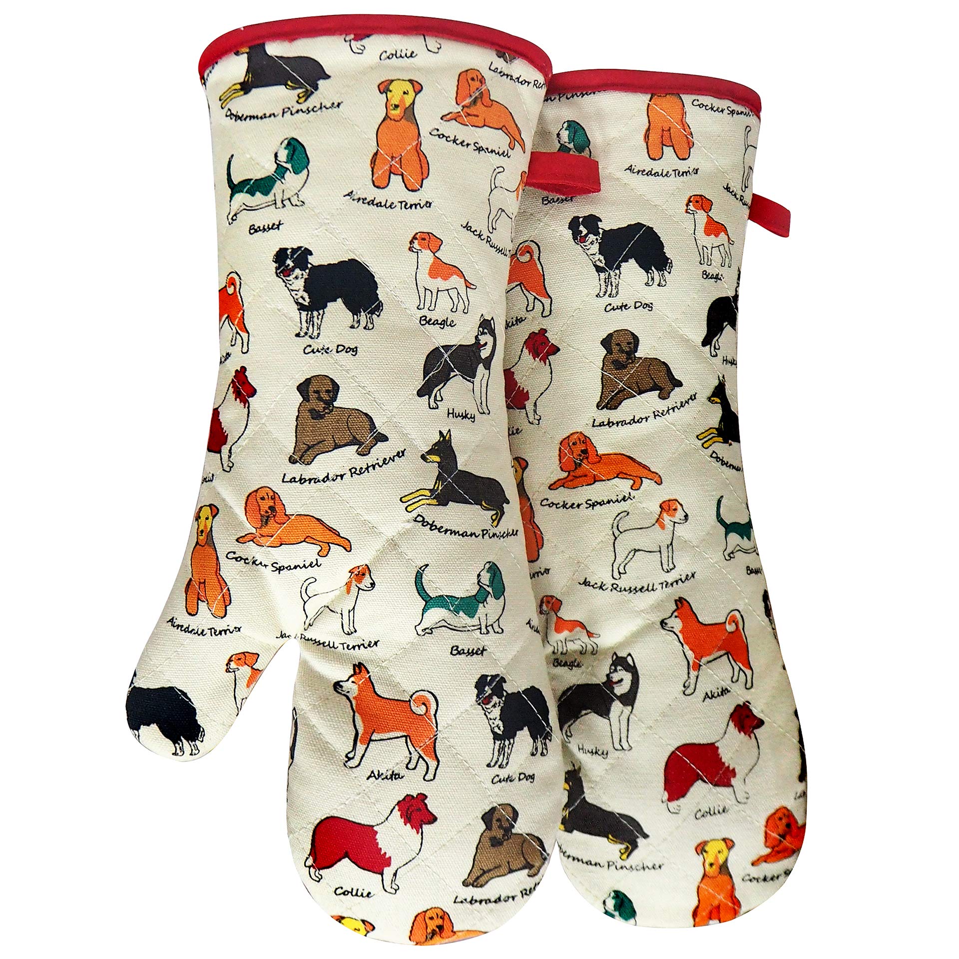 Guantes RED LMLDETA con diseño perro-flor para horno, protección calor.