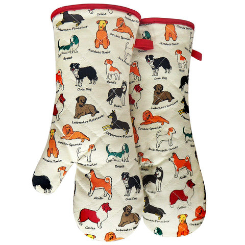 Guantes RED LMLDETA con diseño perro-flor para horno, protección calor.
