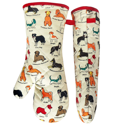 Guante para hornear RED LMLDETA con diseño perro-flor, agarre estable.