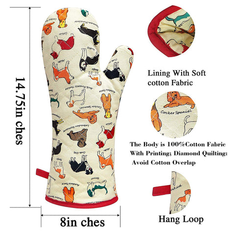 Manopla anti-calor RED LMLDETA, diseño perro-flor para cocinar seguro.