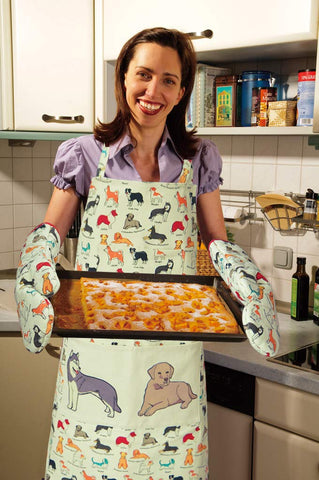 Manopla horneado RED LMLDETA, diseño perro-flor para cocinar.
