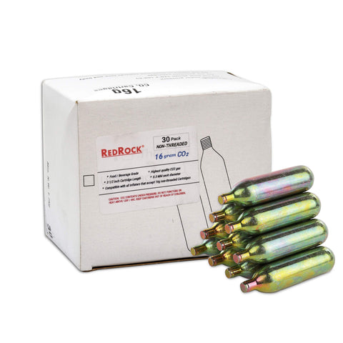 Cartucho RedRock CO2 de 16 g sin rosca, pack de 30 para dispensadores.