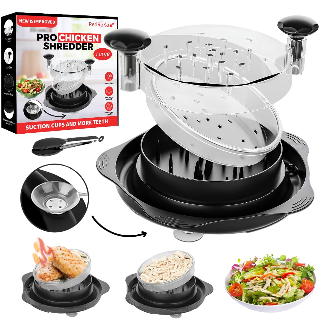RedRoko Desmenuzador pollo mango ergonómico para desmenuzar carne rápidamente.
