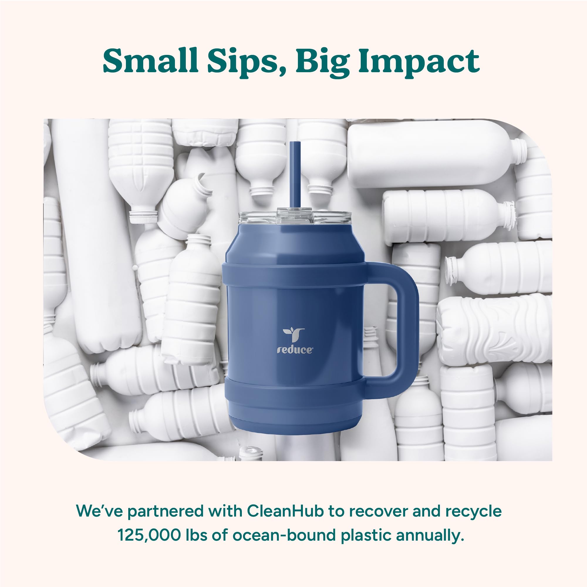 REDUCE botella-50oz limpieza fácil, diseño pensado para higiene diaria.