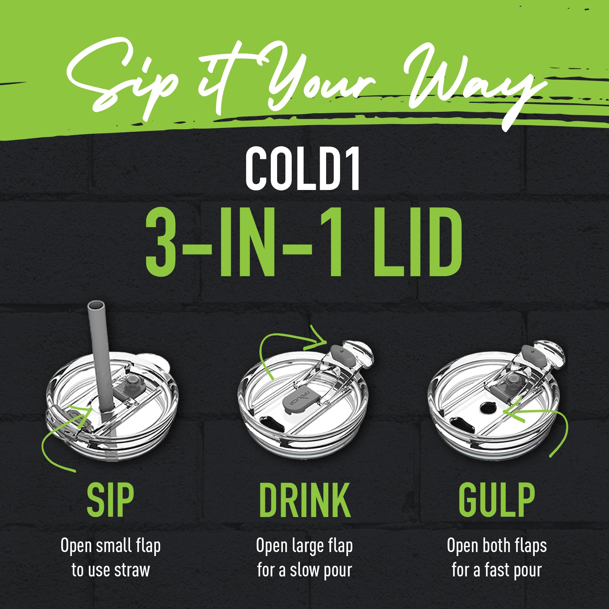 REDUCE Cold1 tumbler acero inoxidable 18/8; duradero y libre de BPA.