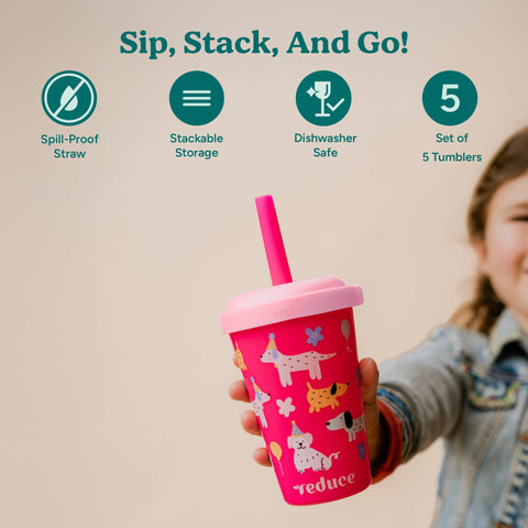 Vaso apilable GoGo's de 12 oz, ahorro de espacio.