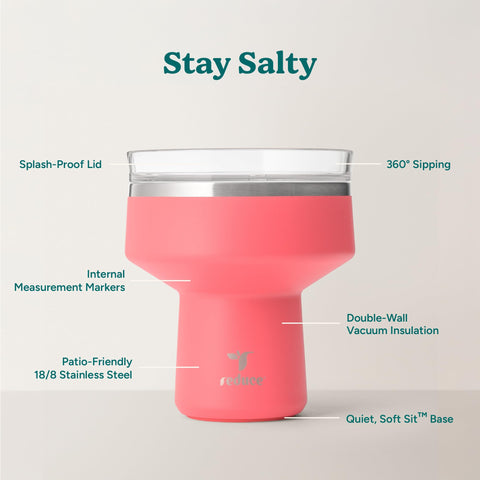 REDUCE Saltini diseño sin vidrio, perfecto para fiestas al aire libre.