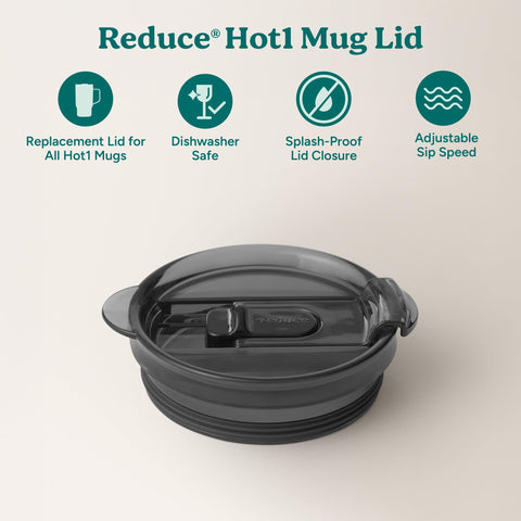 Tapa REDUCE para taza de 18 oz, protege contra fugas durante el movimiento.