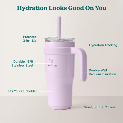 REDUCE vaso termico 24oz con marcadores de hidratación para metas simples