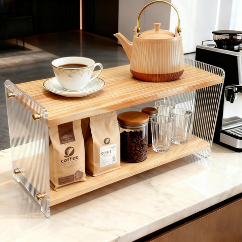 ReeGii estacin de cafe9, vista frontal para tazas y frascos, estilo pre1ctico.