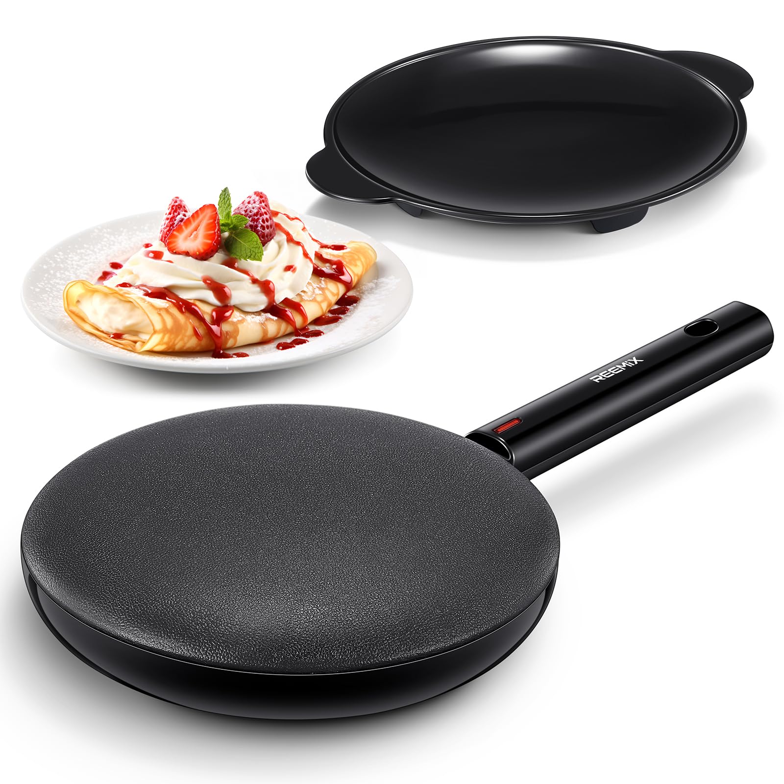 Reemix crepe maker 8 pulgadas con superficie antiadherente facilita cocción y limpieza