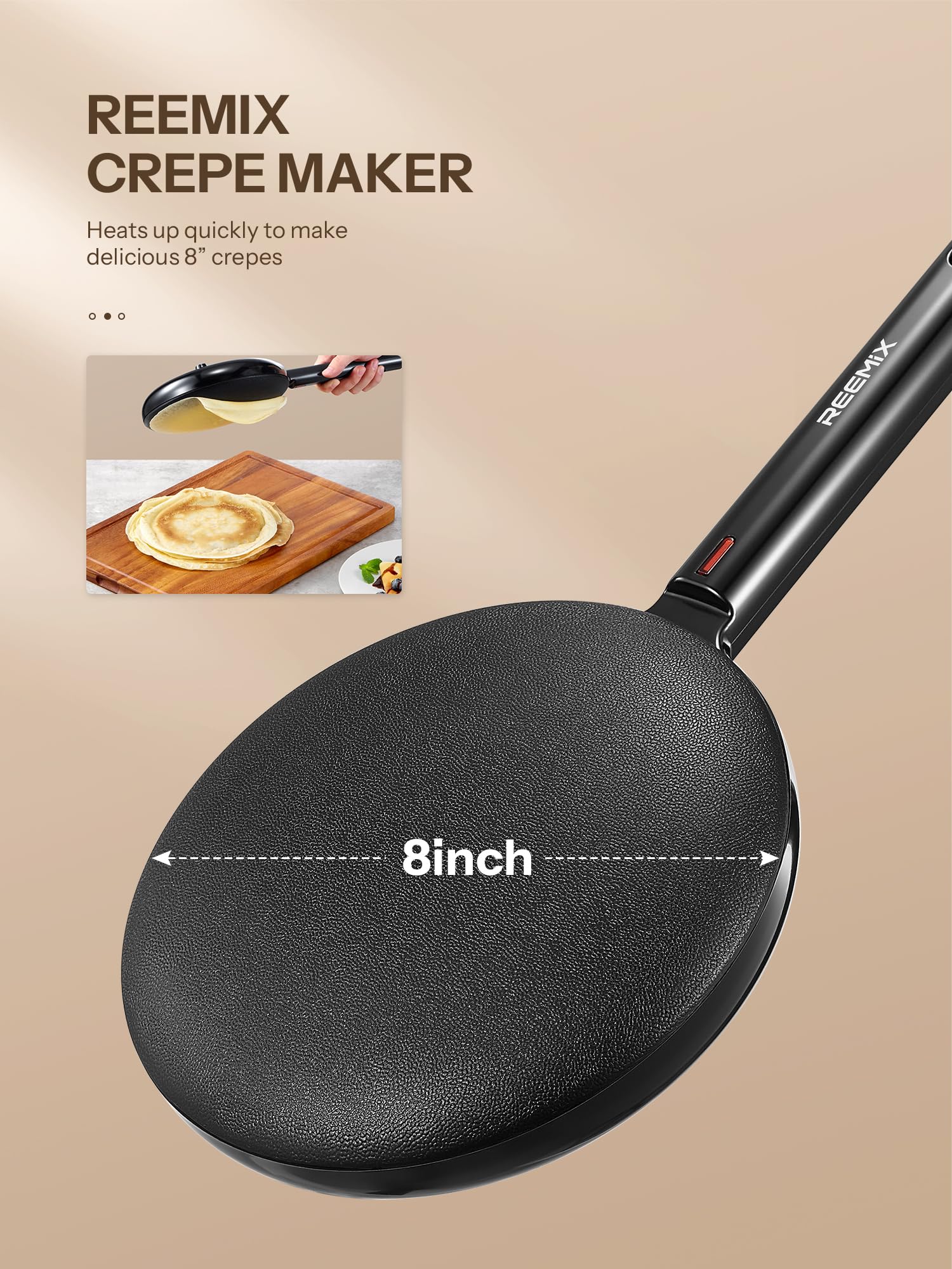 Reemix crepe maker placa antiadherente para remojo facilita desmoldeo